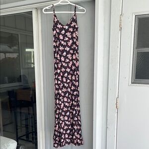 LOFT Floral Maxi‎ Dress in Black and Pink